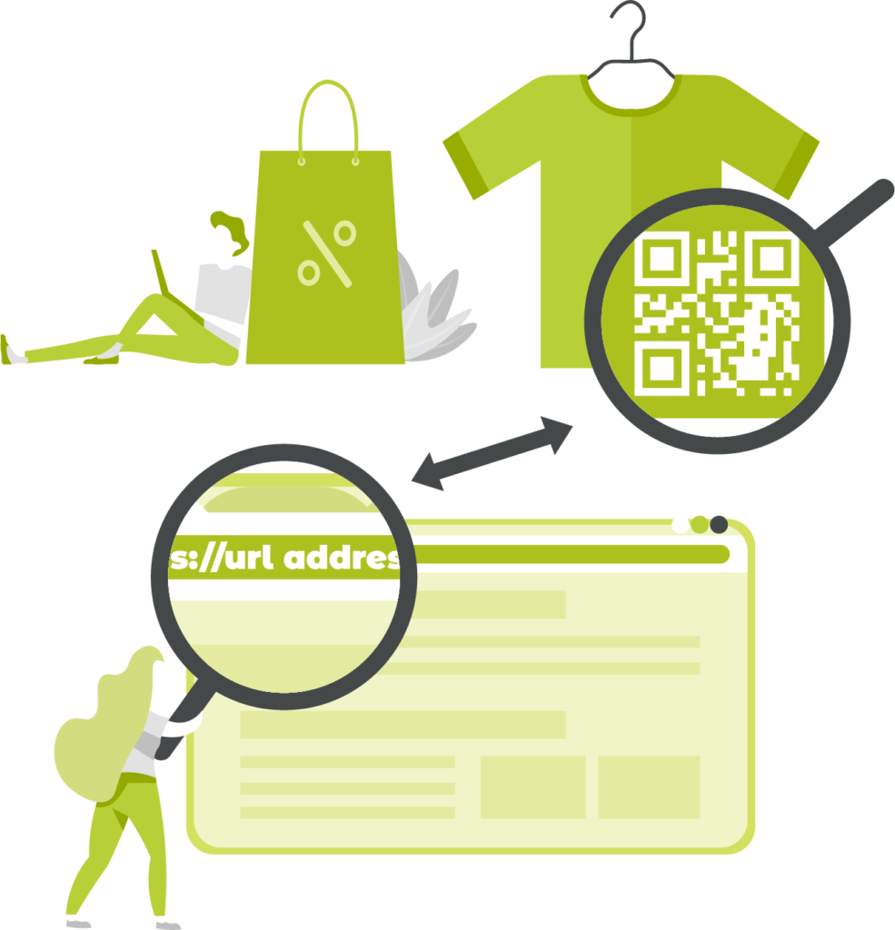 Ukázka propojení QR kódu daného zboží s konkrétní webovou stránkou.